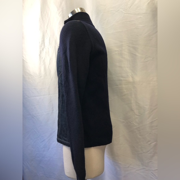 Vintage Prada Sport Navy denim sweater hybrid jacket sz 50 - Picture 6 of 16